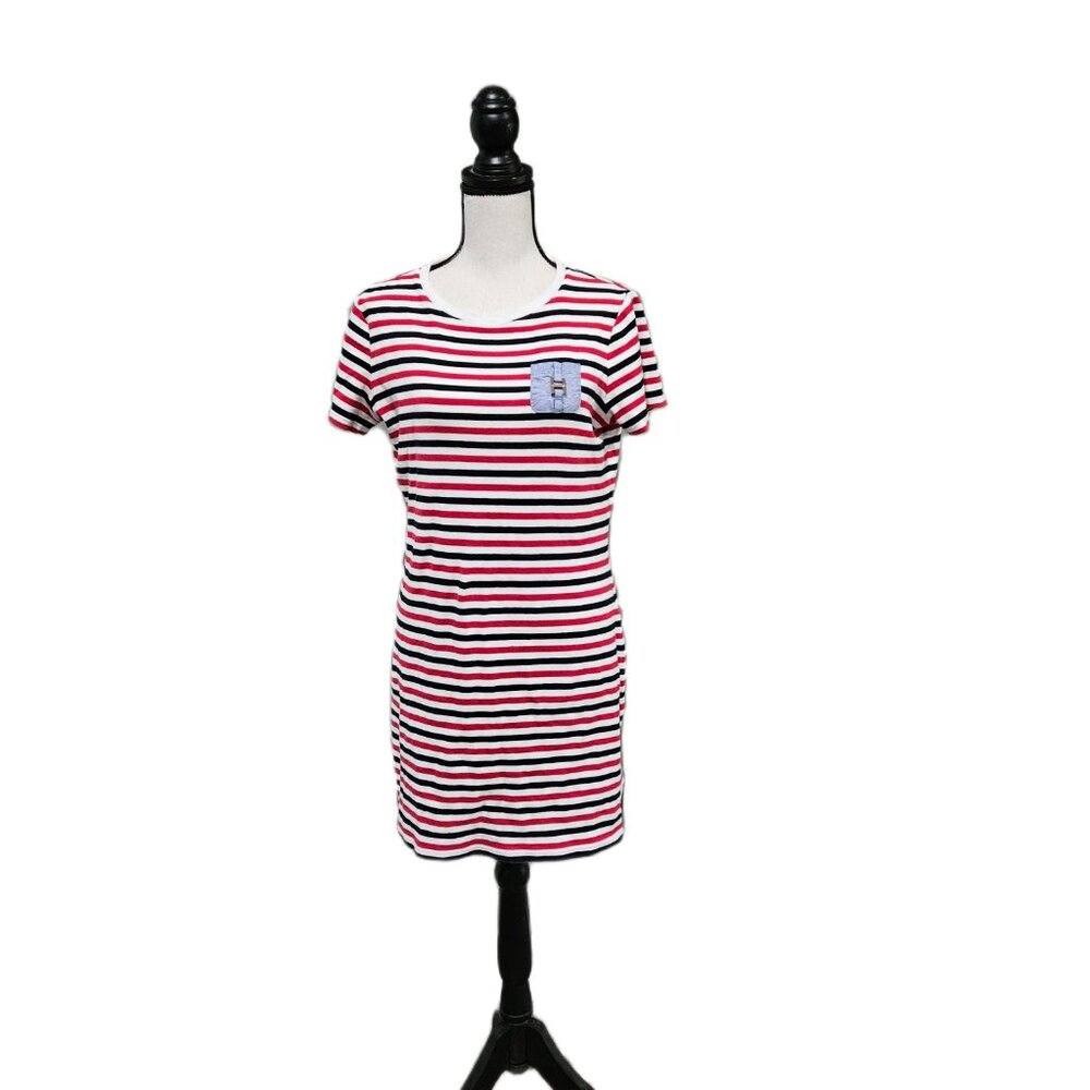 Tommy‎ Hilfiger Women's Medium Short Sleeve Red, White & Blue Striped Dress